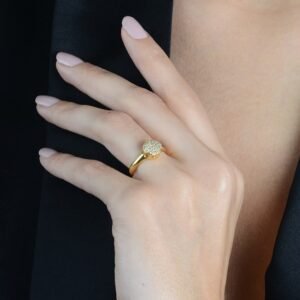 Anel Dourado CORAÇÃO EM FESTA – Cravejado de Zircônia