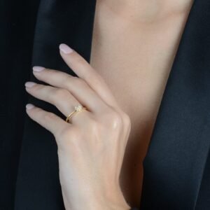 Anel Dourado Nove Vezes Você – 9 Pedras de Zircônia