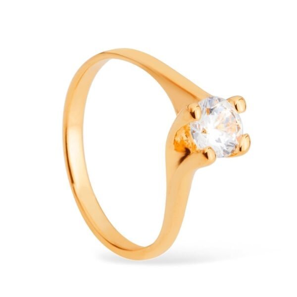 Anel Dourado – SIM, PRA MIM! - Solitário com Pedra de Zircônia